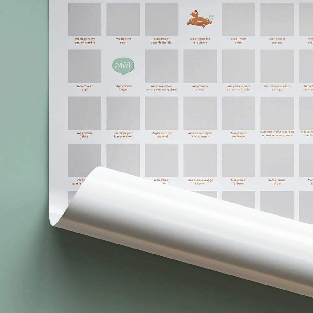 Poster à Gratter « 100 Premières Fois de Bébé »