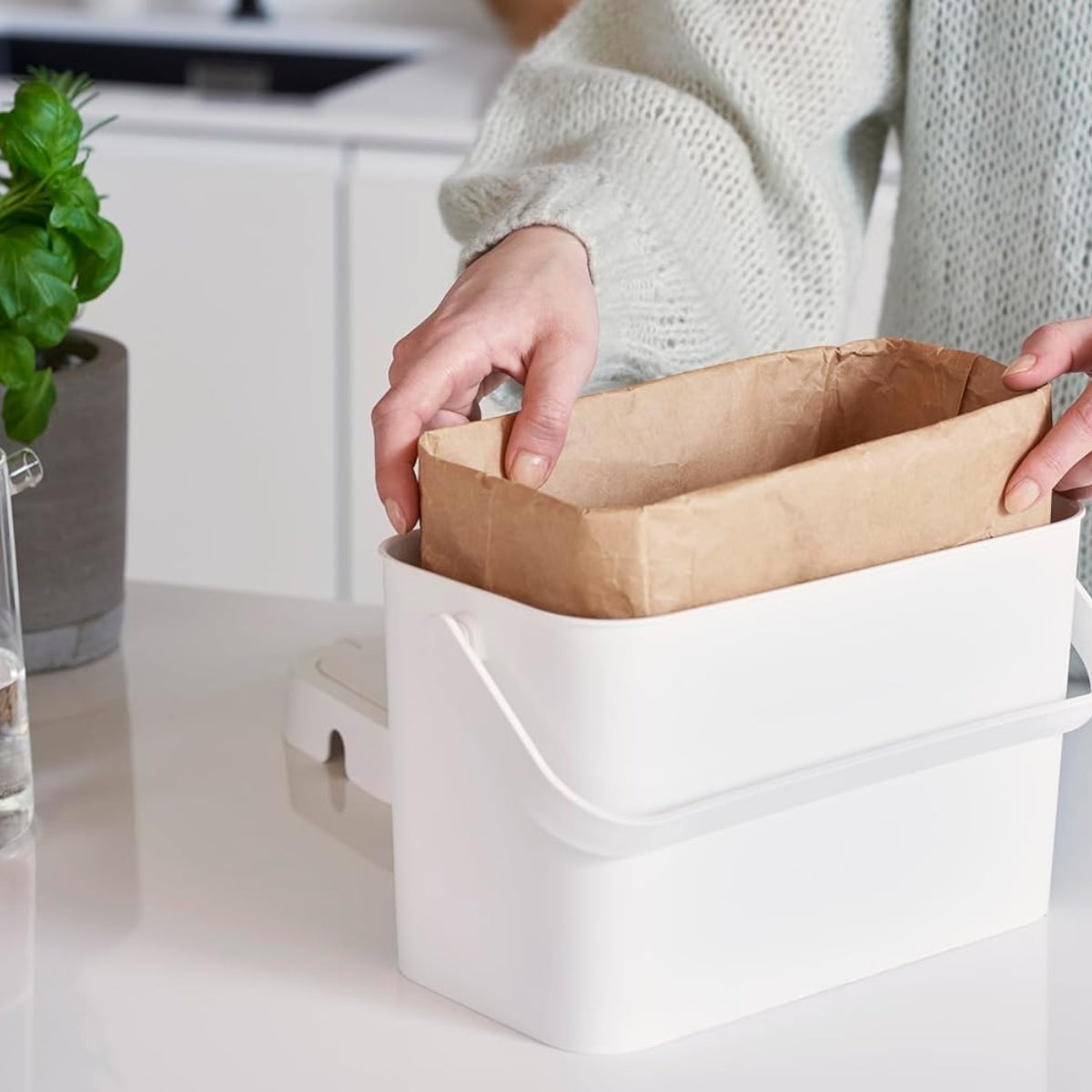 Seau à compost et déchets alimentaires 5 L - blanc