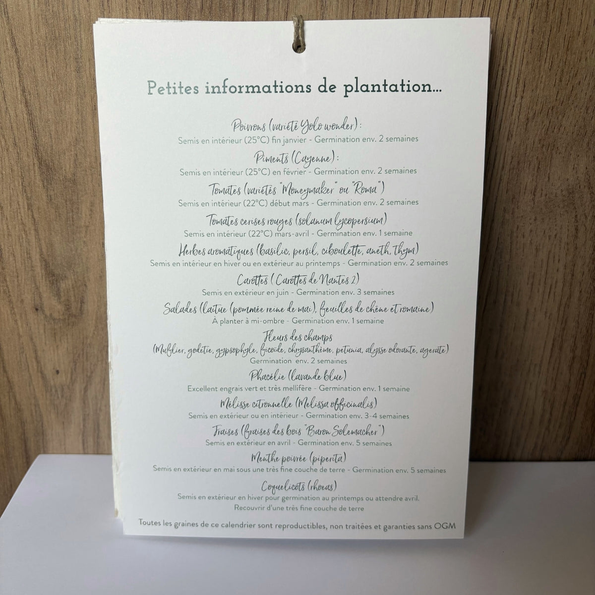 Calendrier ensemencé à planter 2026 - Citations inspirantes A5