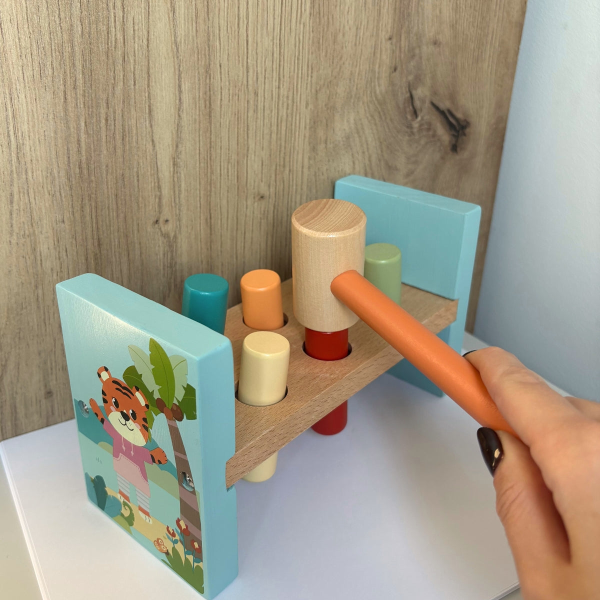 Banc à marteler « Jungle Friends » – Jeu de motricité en bois FSC