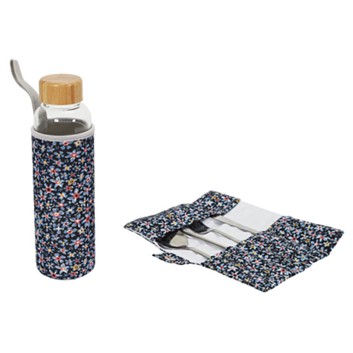 Coffret bouteille en verre 50cl et couverts
