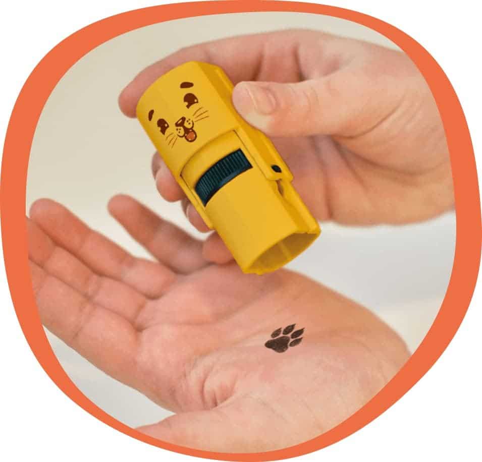 J'apprends à me laver les mains avec mon tampon lion