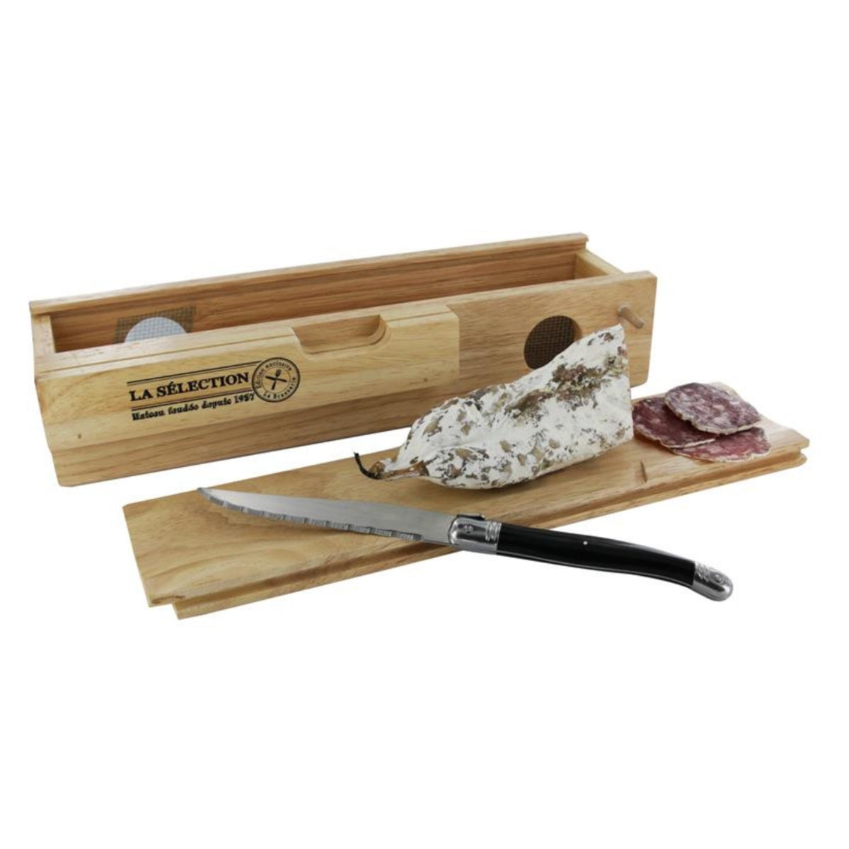 Cave à saucisson et couteau