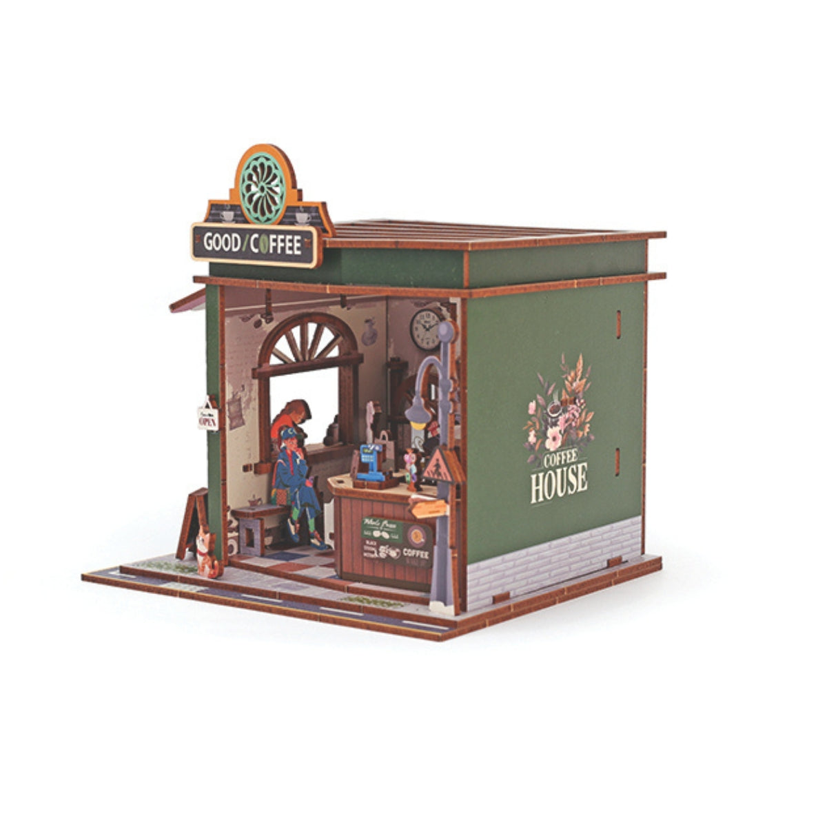 Maquette en bois miniature à construire - Coffee shop