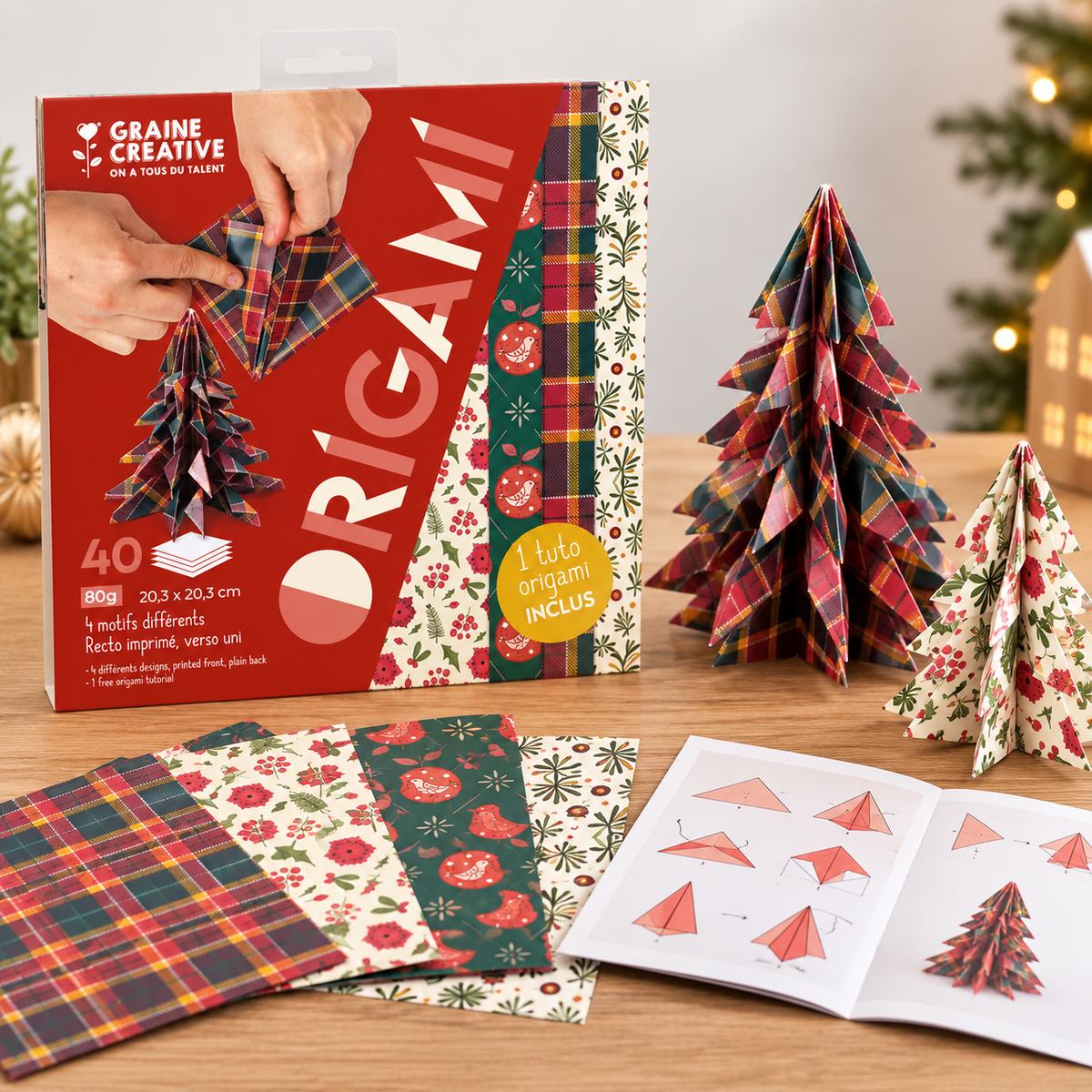 40 feuilles Origami Noël 20 x 20 cm – Graine Créative