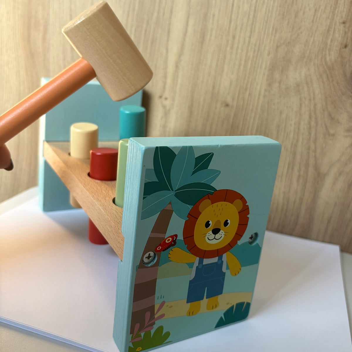 Banc à marteler « Jungle Friends » – Jeu de motricité en bois FSC