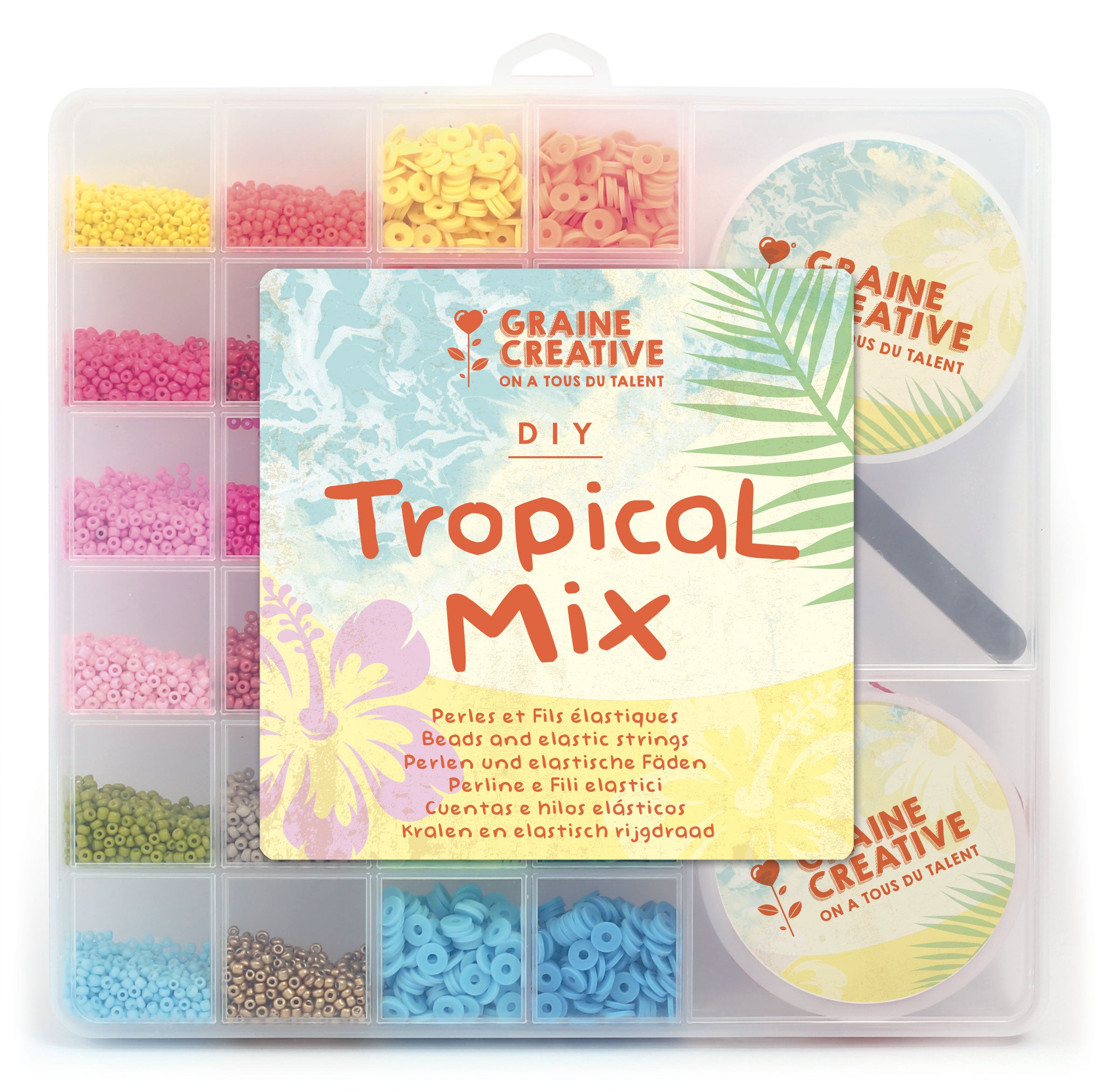 Boîte de perles et fils élastiques – Tropical Mix