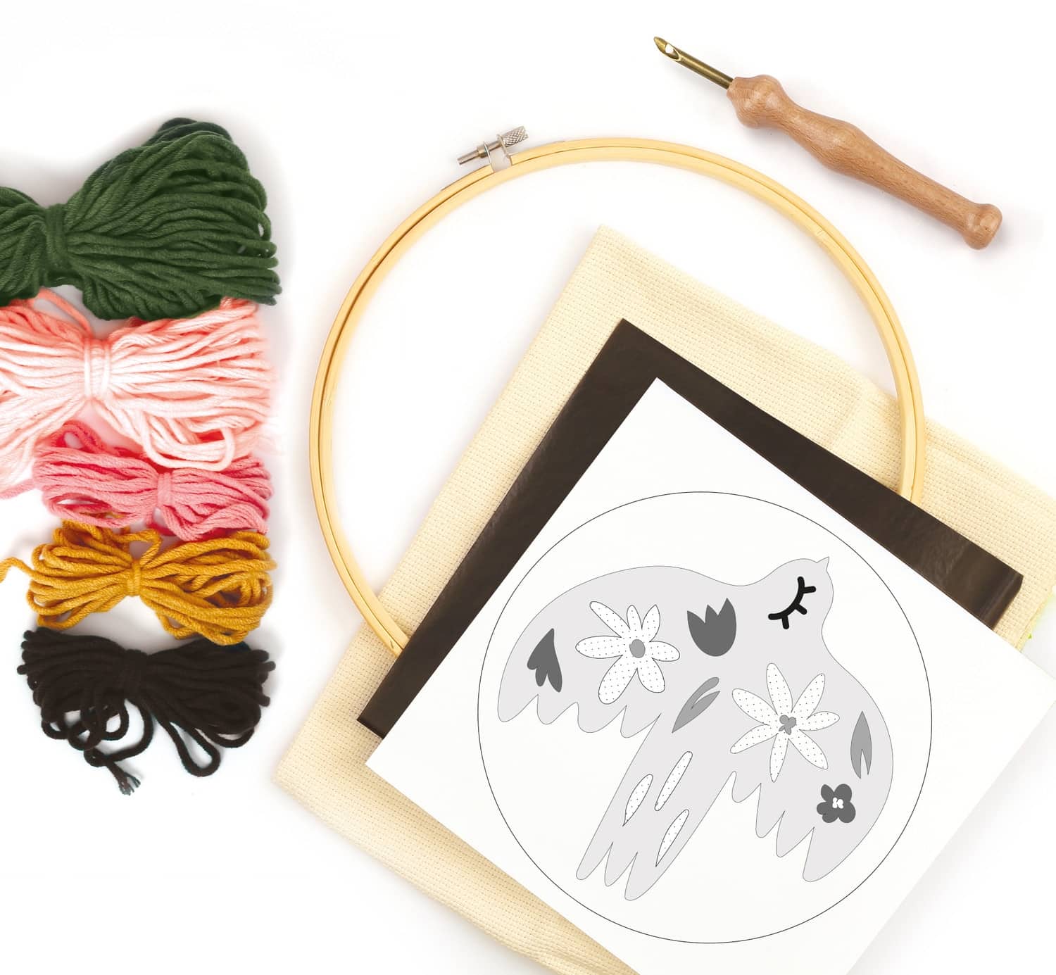 Kit DIY déco oiseau en punch needle