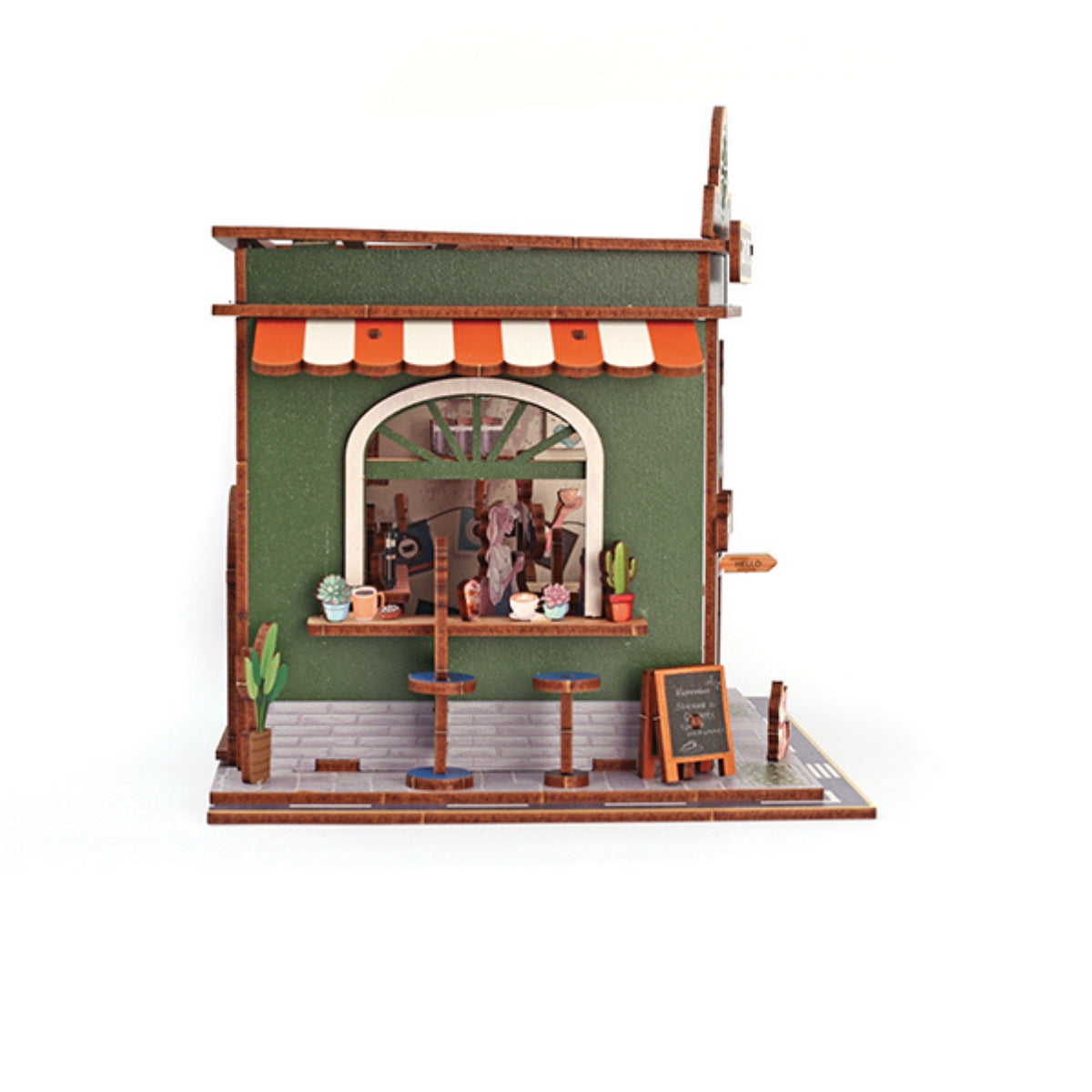 Maquette en bois miniature à construire - Coffee shop