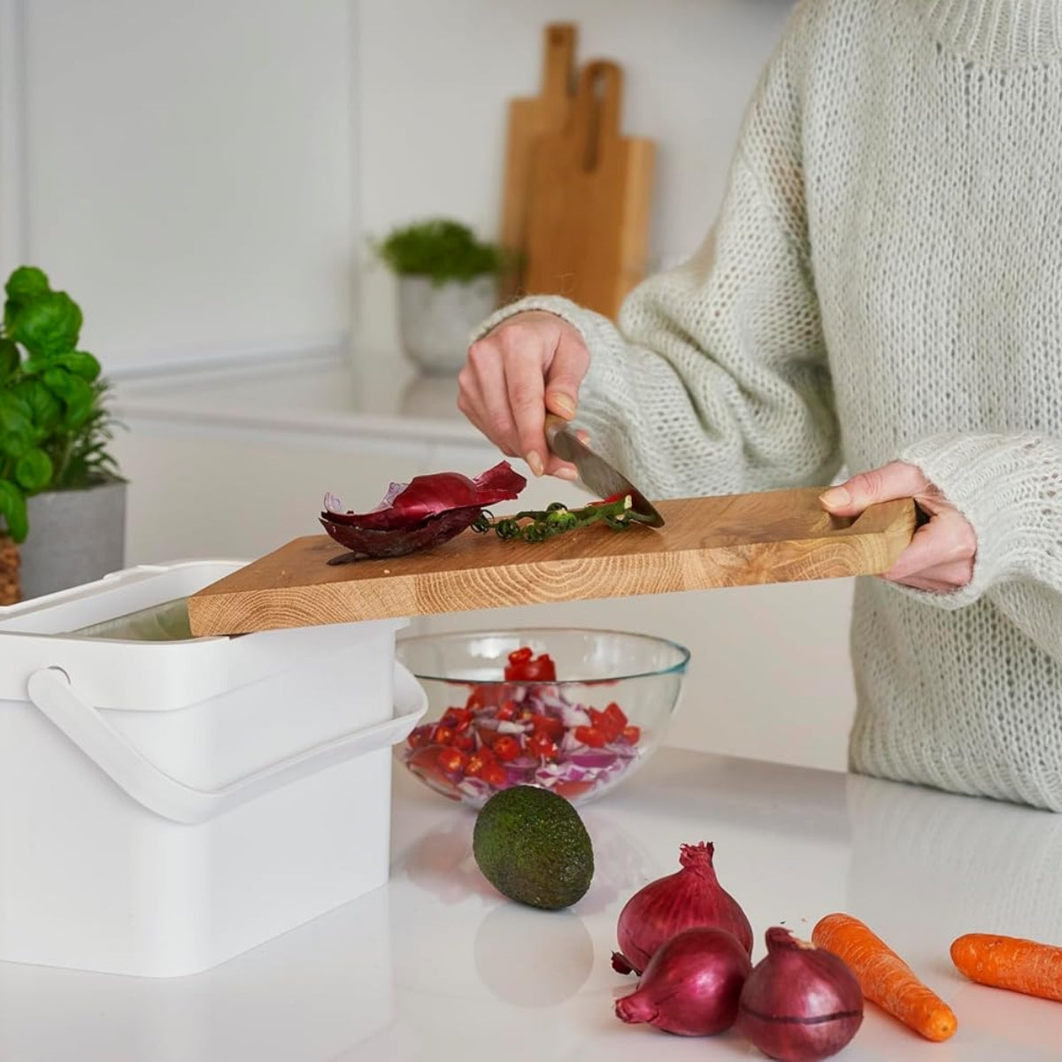 Seau à compost et déchets alimentaires 5 L - blanc