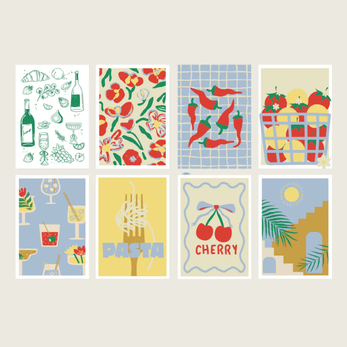 Peinture à numéro : set de 8 cartes à peindre Dolce Vita