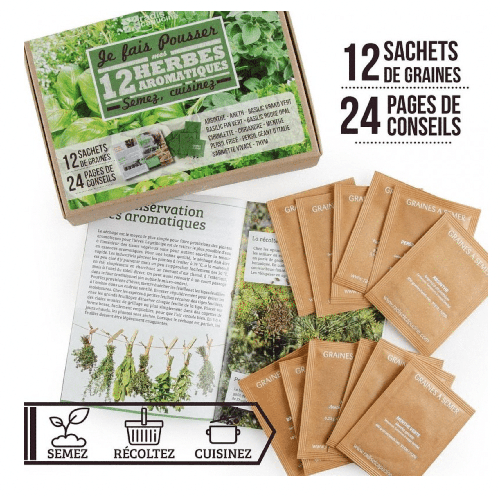 Coffret : Je fais pousser mes 12 herbes aromatiques
