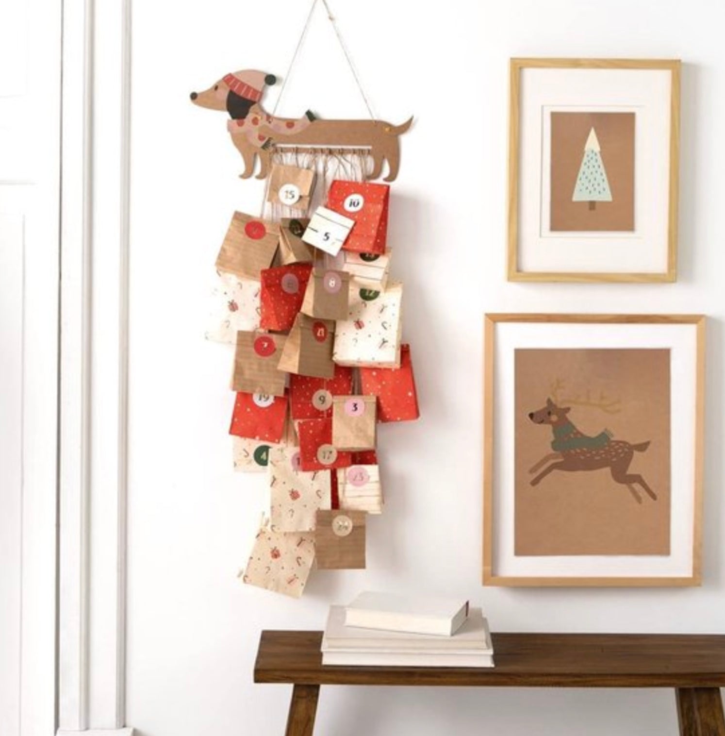 Kit pour faire son propre calendrier de l'avent en kraft - Motif chien
