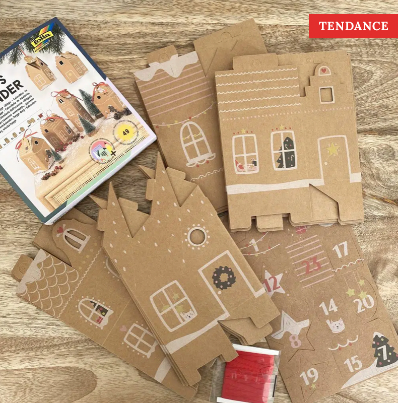 Kit pour faire son propre calendrier de l'avent - Maisonnettes en kraft
