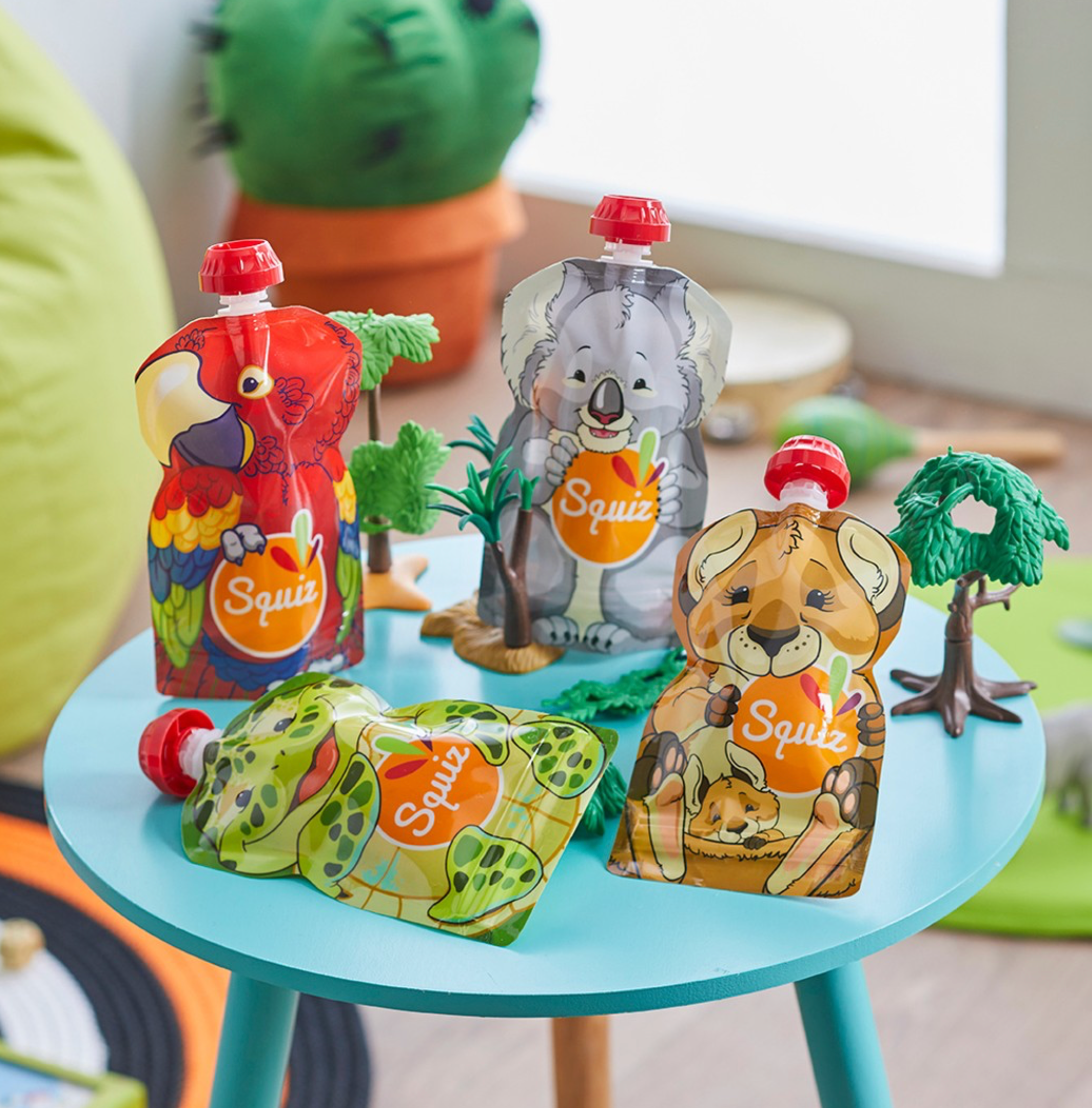 Lot de 2 gourdes à compote réutilisables enfants ANIMAUX - 130 ml