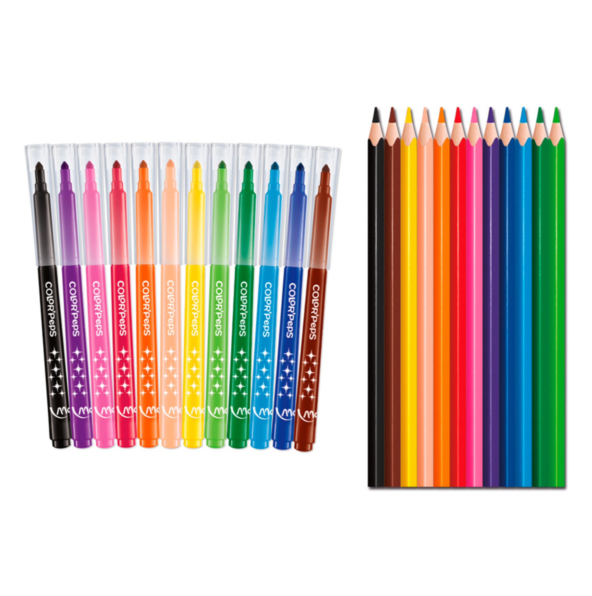 Trousse en tissu à colorier + 24 feutres et crayons