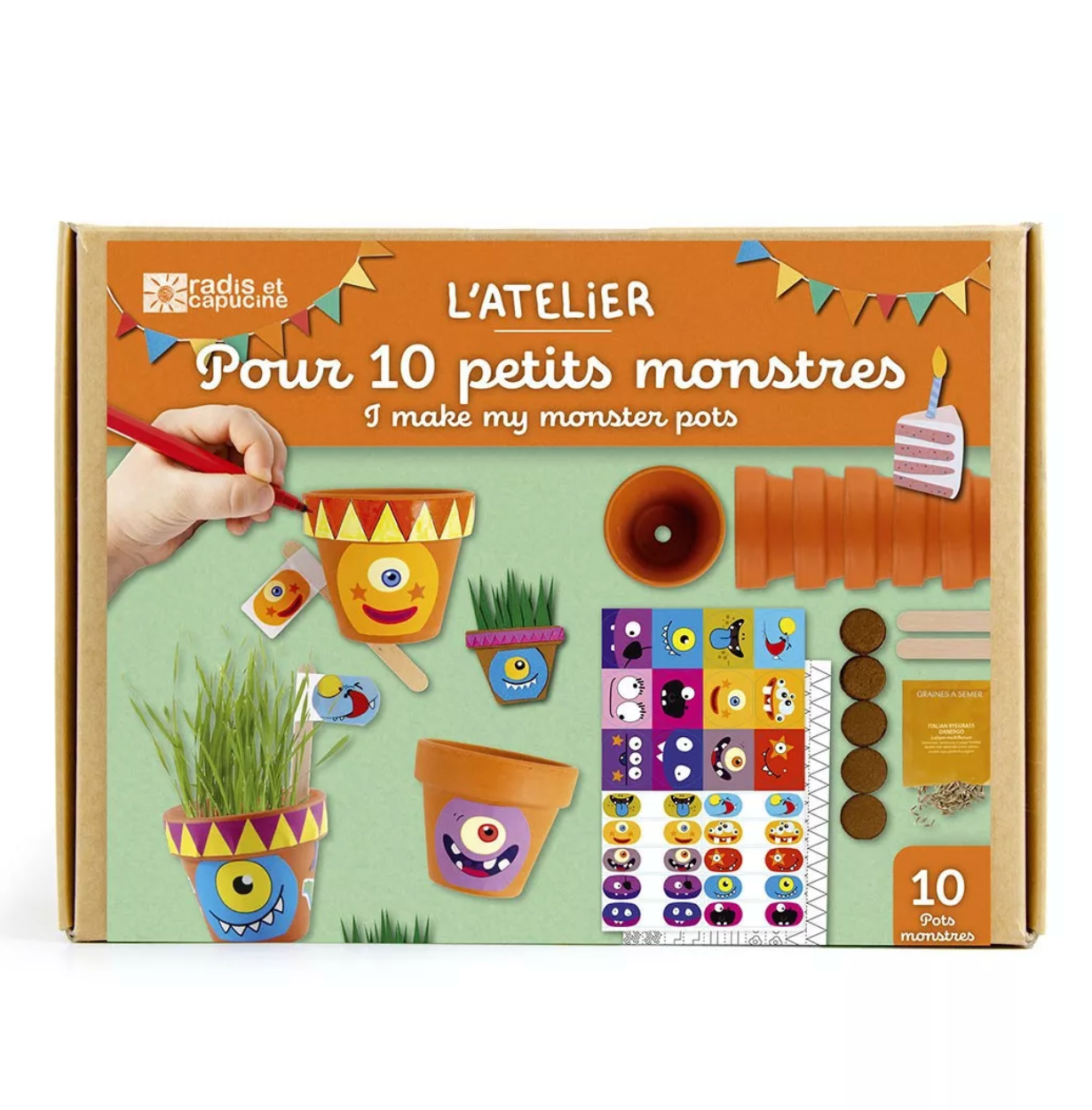 Coffret anniversaire - 10 petits pots monstres