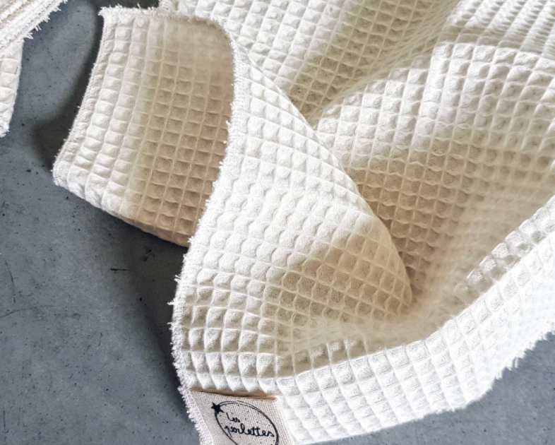 Lot de 3 lavettes en coton biologique OEKO-TEX® nid d'abeille BEIGES