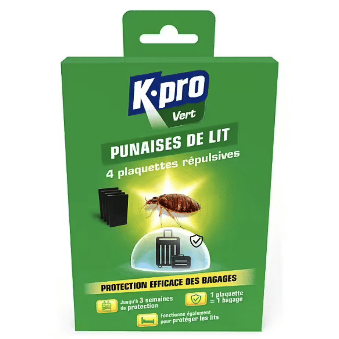 Plaquettes anti-punaises de lit lot de 4 - K.PRO