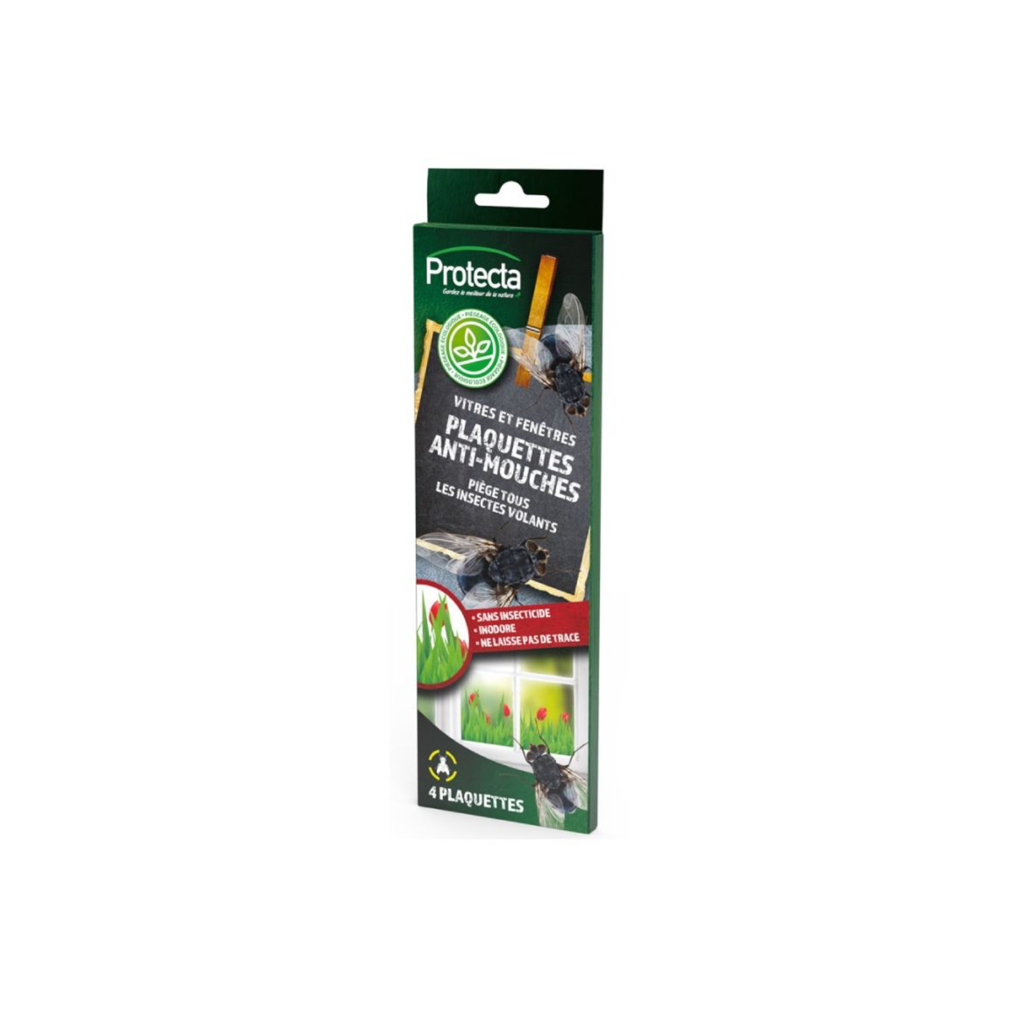 Plaquettes anti-mouches décorées – Lot de 4 – Piège adhésif sans insecticide