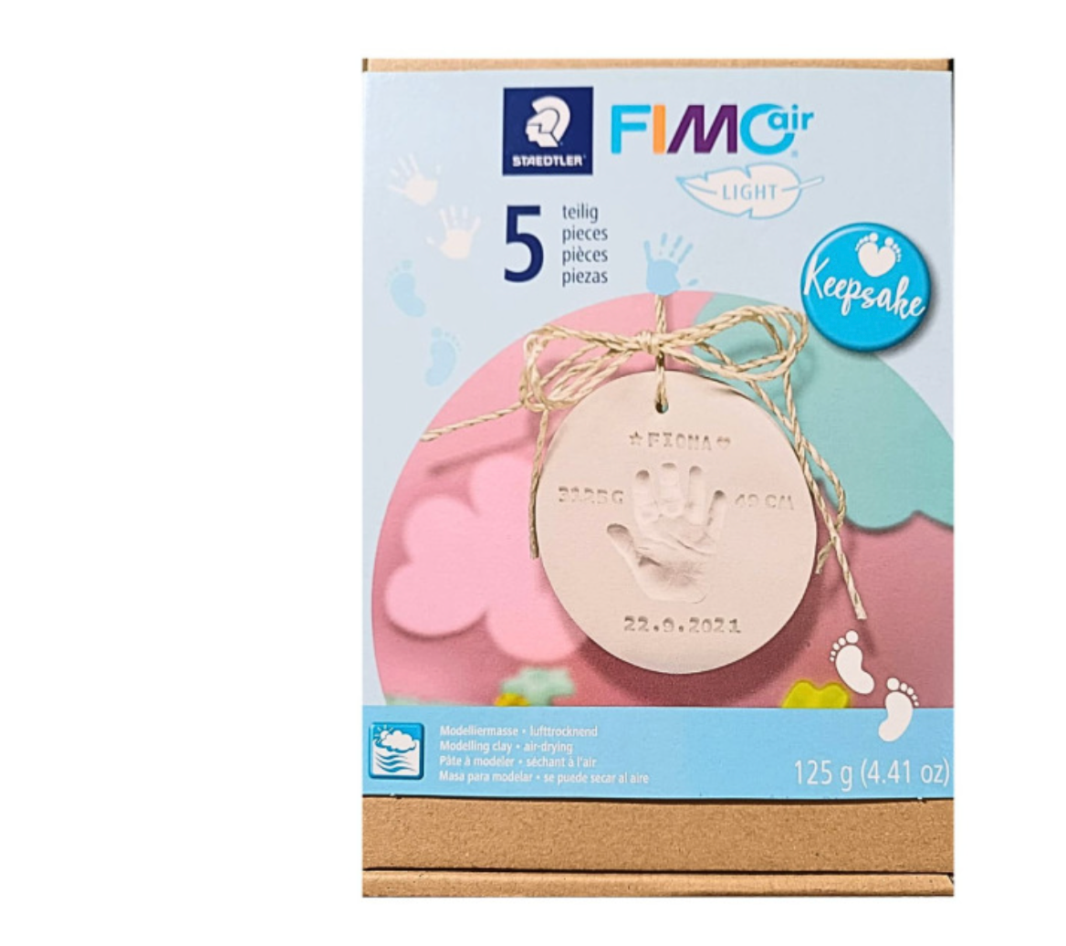 Coffret FIMO Air Light Naissance – Kit empreinte bébé