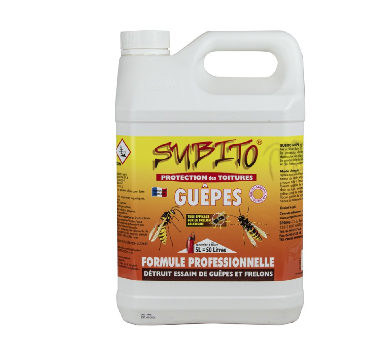 Insecticide guêpes & frelons 5L – Protection toitures Subito (jusqu’à 1500 m²)