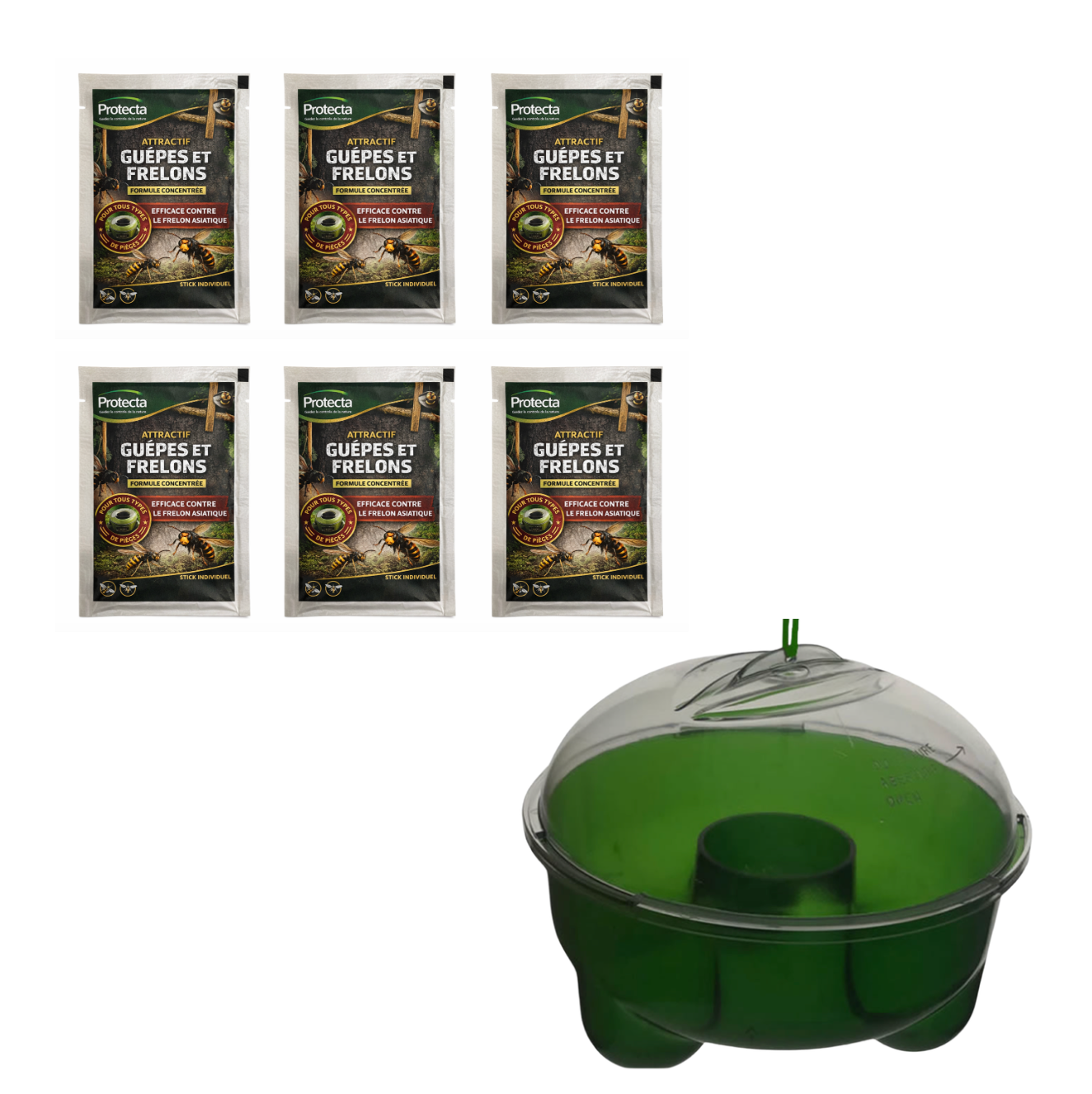 Lot de 6 stick attractif guêpes et frelons 50 ml + piège