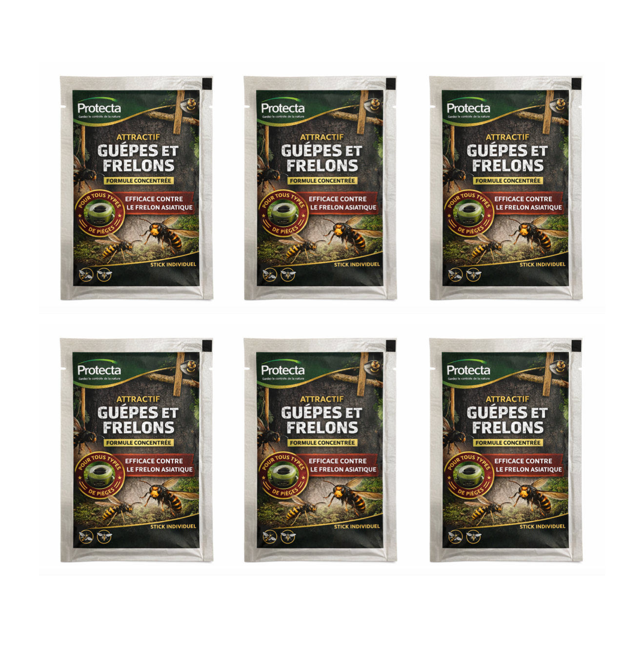Lot de 6 stick attractif guêpes et frelons - 50 ml