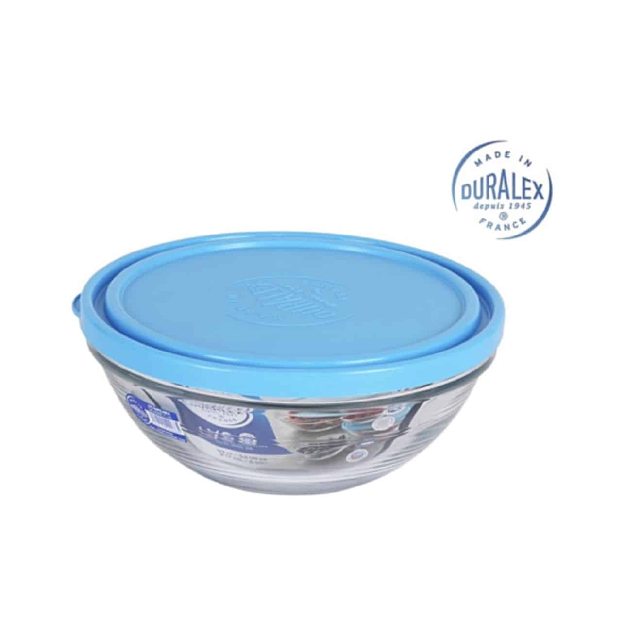 Boîte de conservation bleu en verre rond - 20.8 cm