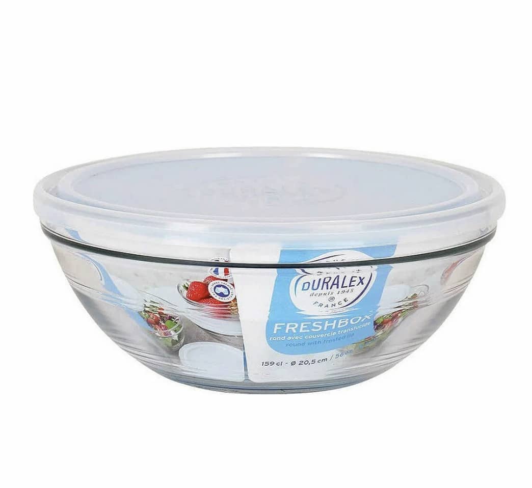 Boîte de conservation ronde blanche en verre DURALEX – 20.8 cm