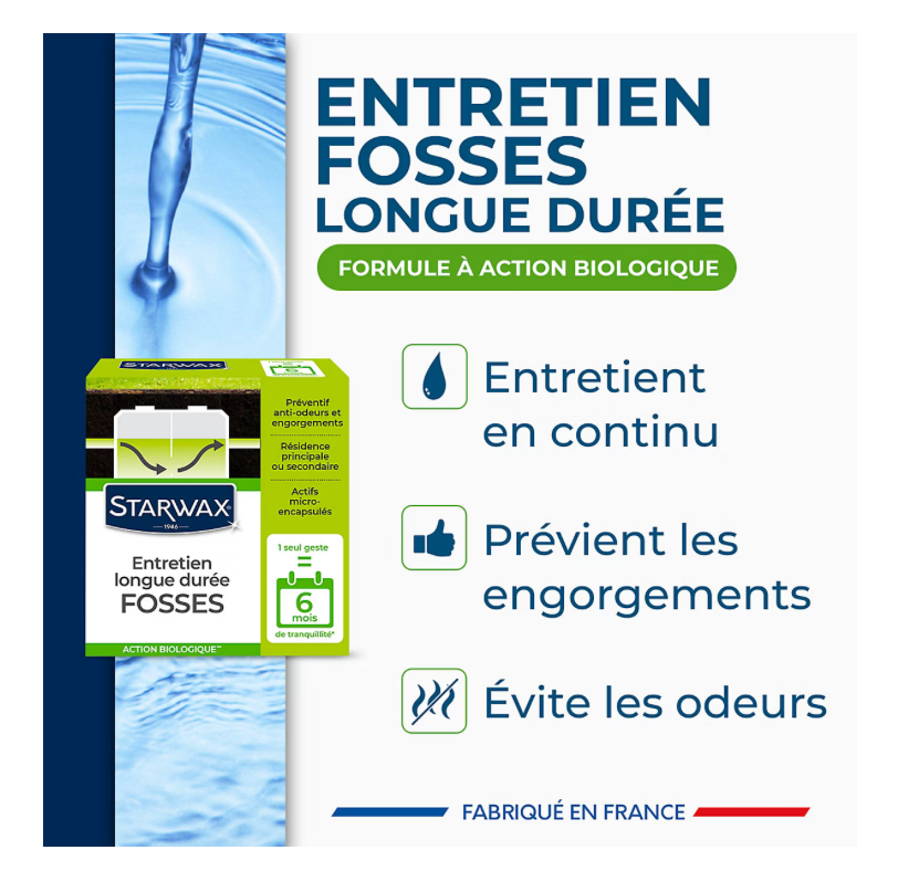 Entretien longue durée fosses septiques 6 mois – Starwax – 500 g