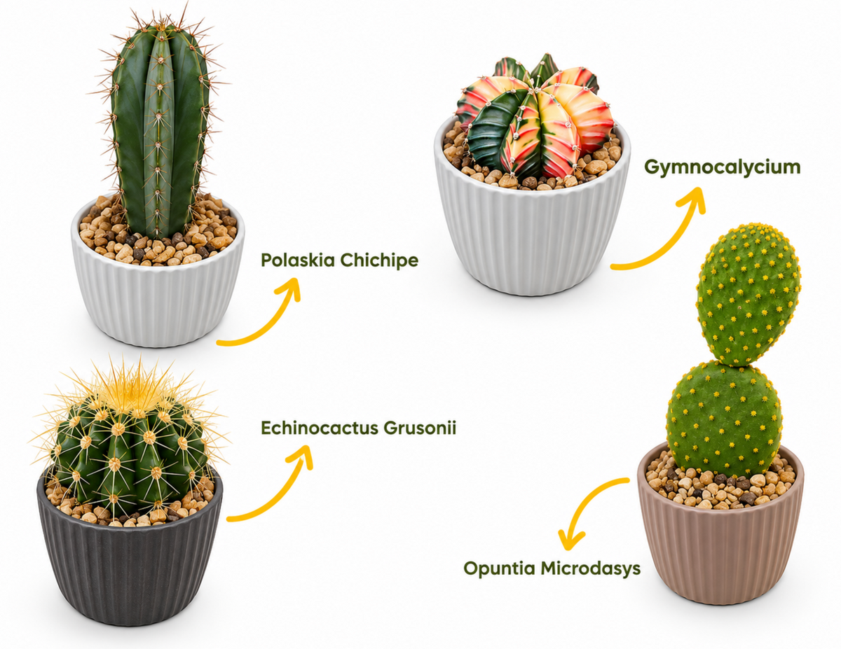 Kit Cactus Premium à Planter Nopalia – Coffret de Culture 4 Variétés