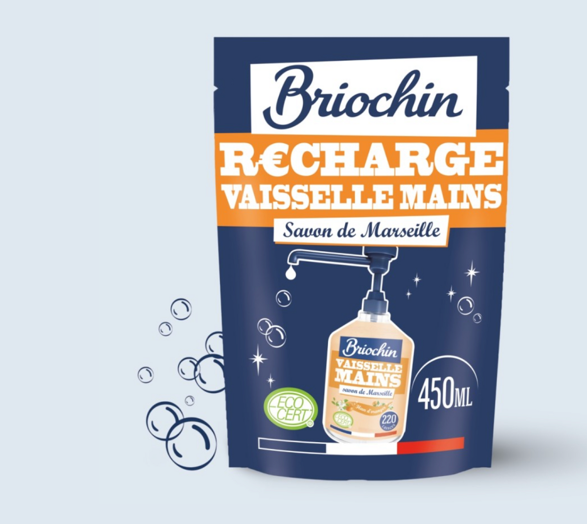 Recharge Liquide Vaisselle & Mains au Savon de Marseille – Briochin 450 ml