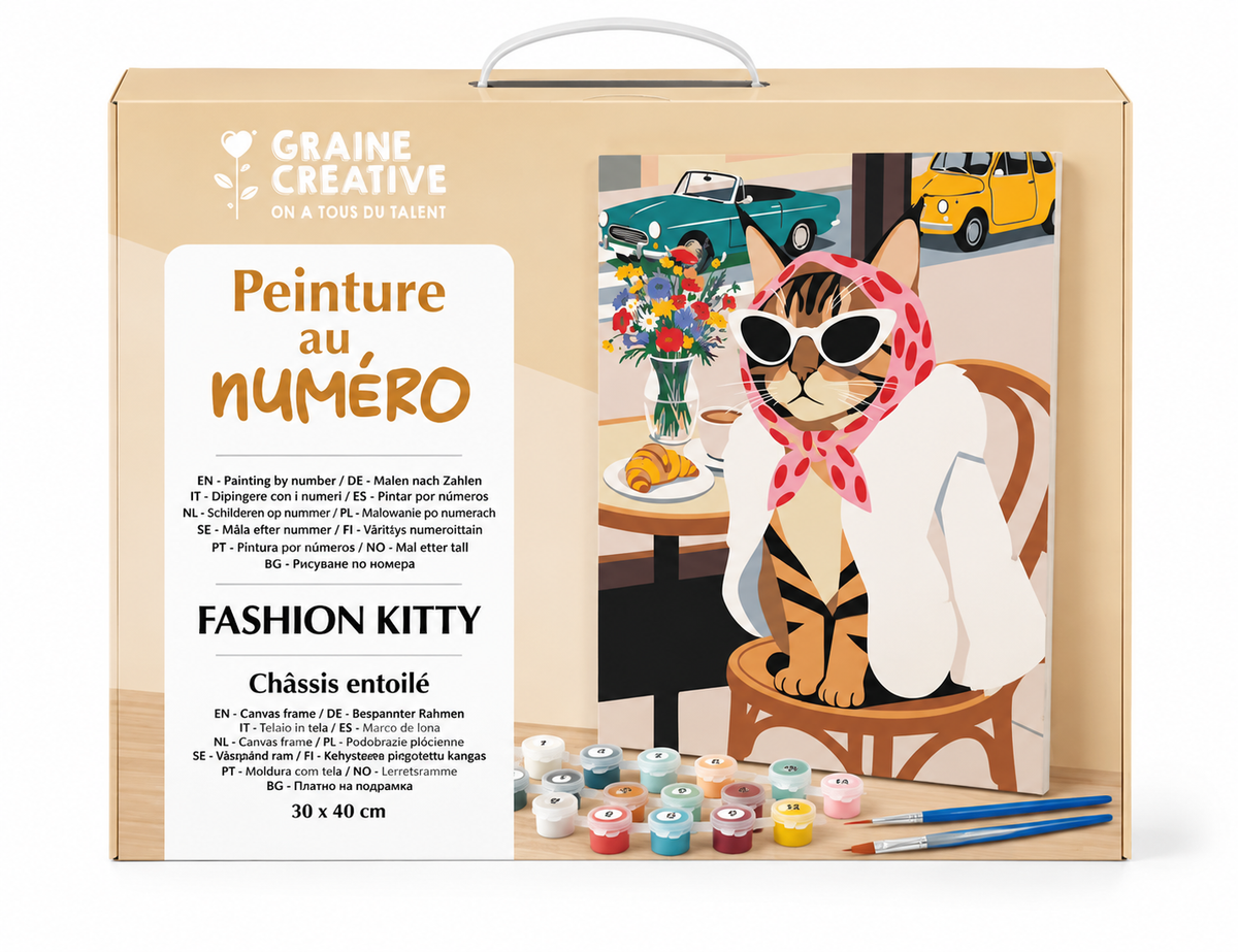 Peinture au numéro Fashion Kitty 30 x 40 cm