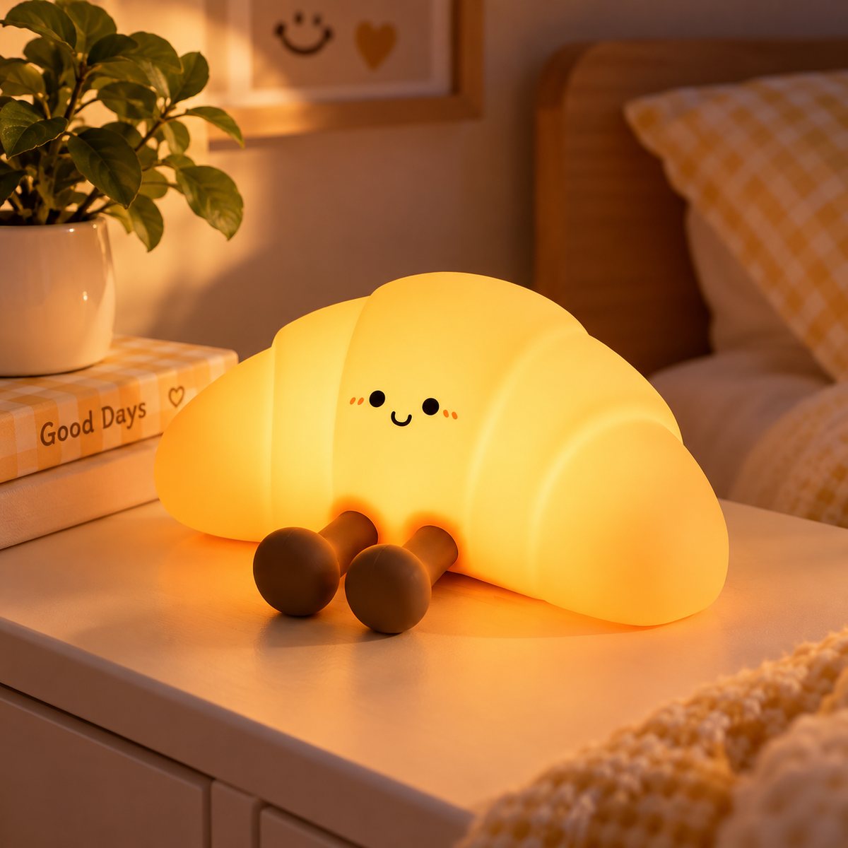 Veilleuse Croissant Kawaii – Lampe LED tactile rechargeable