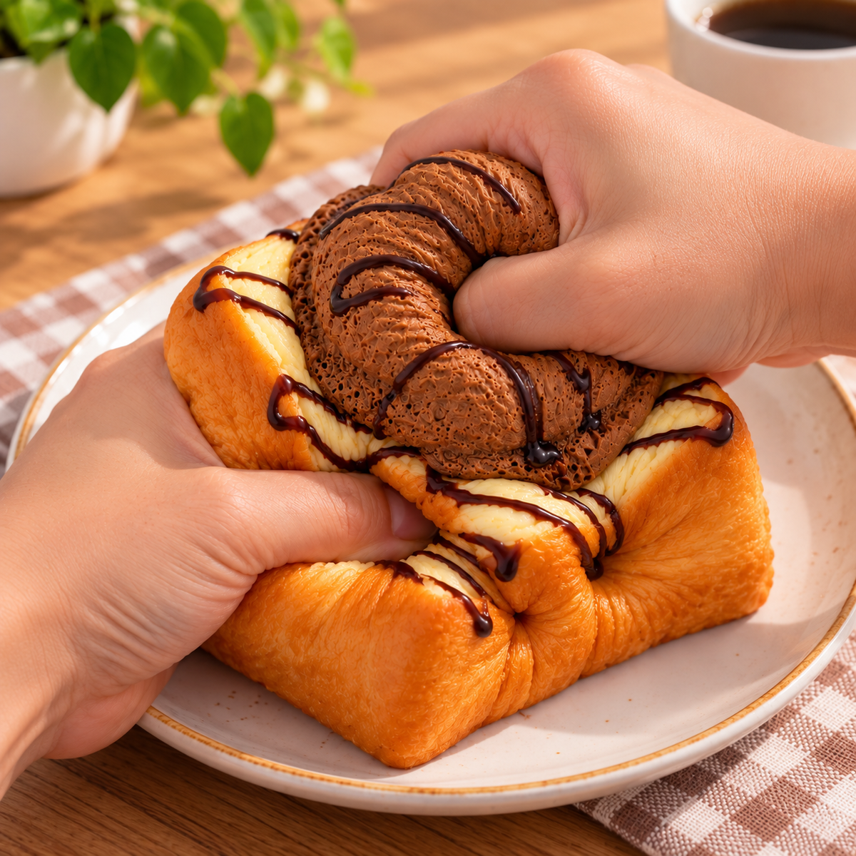 Squishy Toast Glacé Chocolat– anti-stress remontée lente