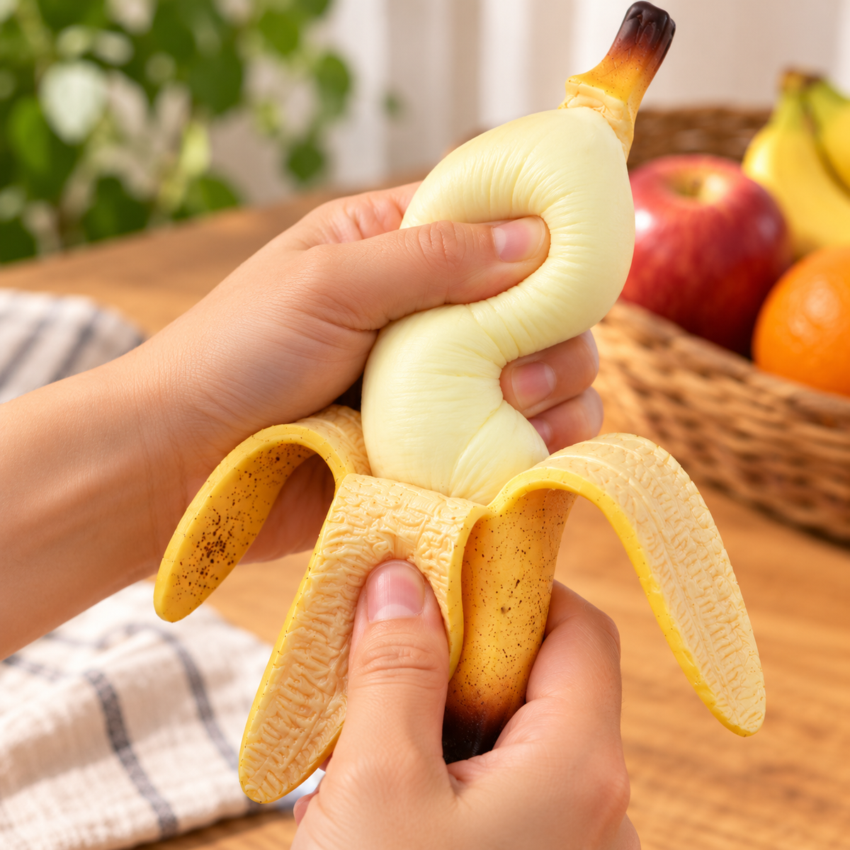 Squishy Banane pelée réaliste - anti-stress remontée lente