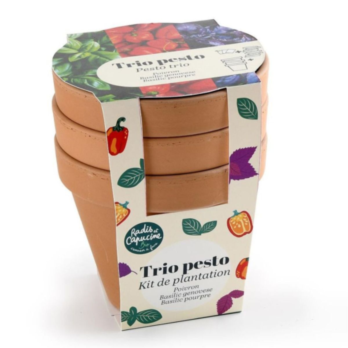 Kit trio de pots en terre cuite - Pesto Bio