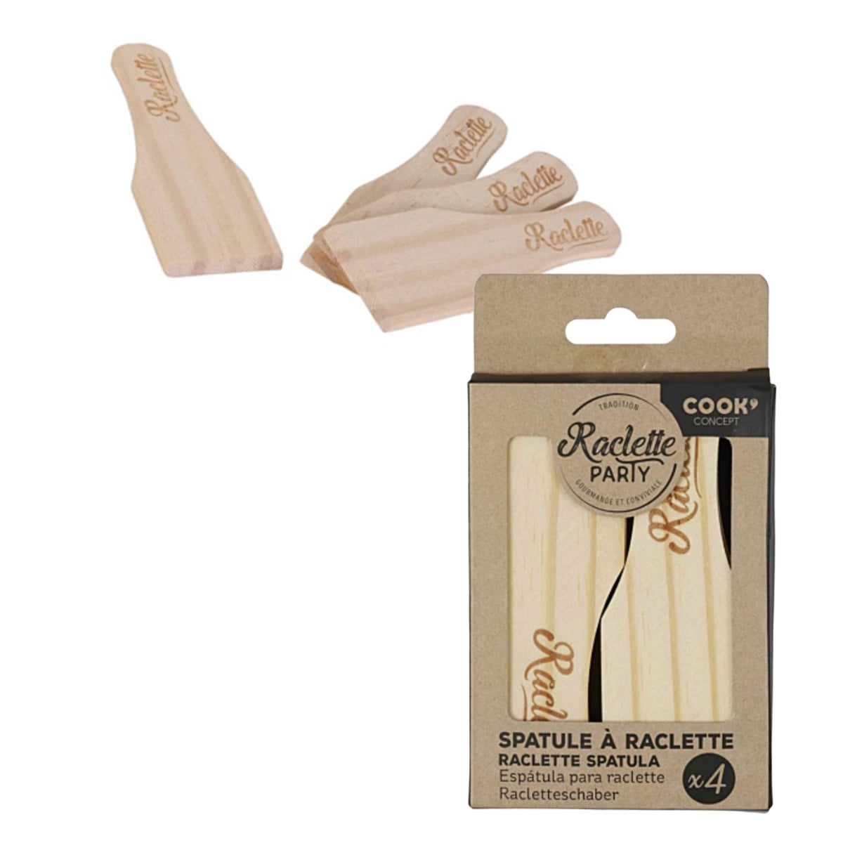 Lot de 4 spatules à raclettes
