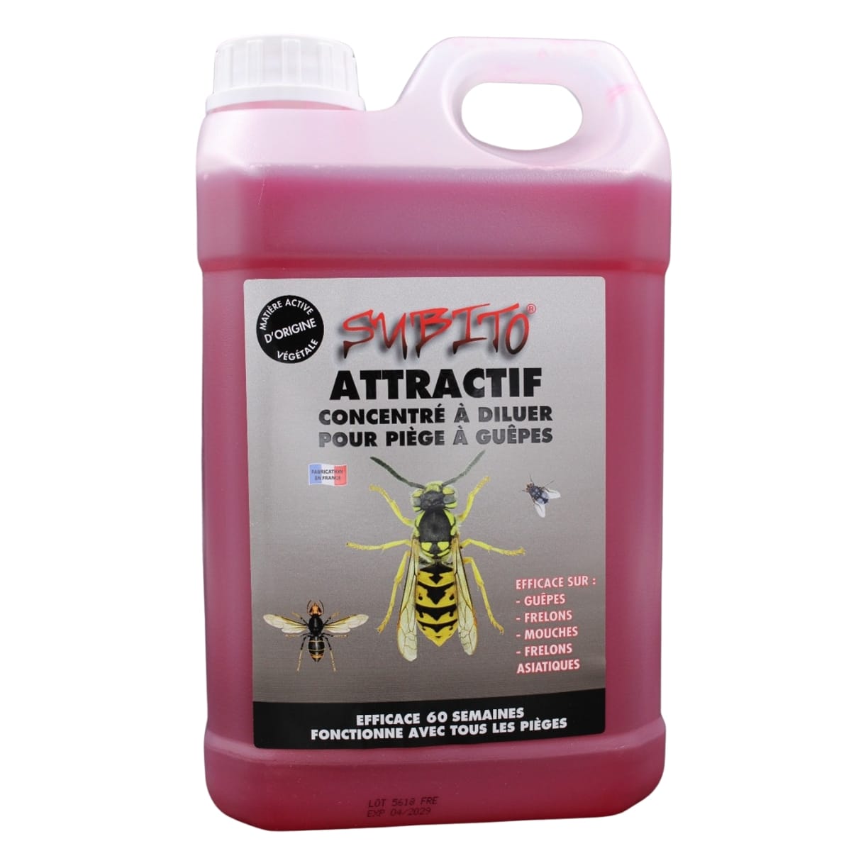 Attractif Subito pour Piège à guêpes, frelons & mouches bidon de 2,5 L