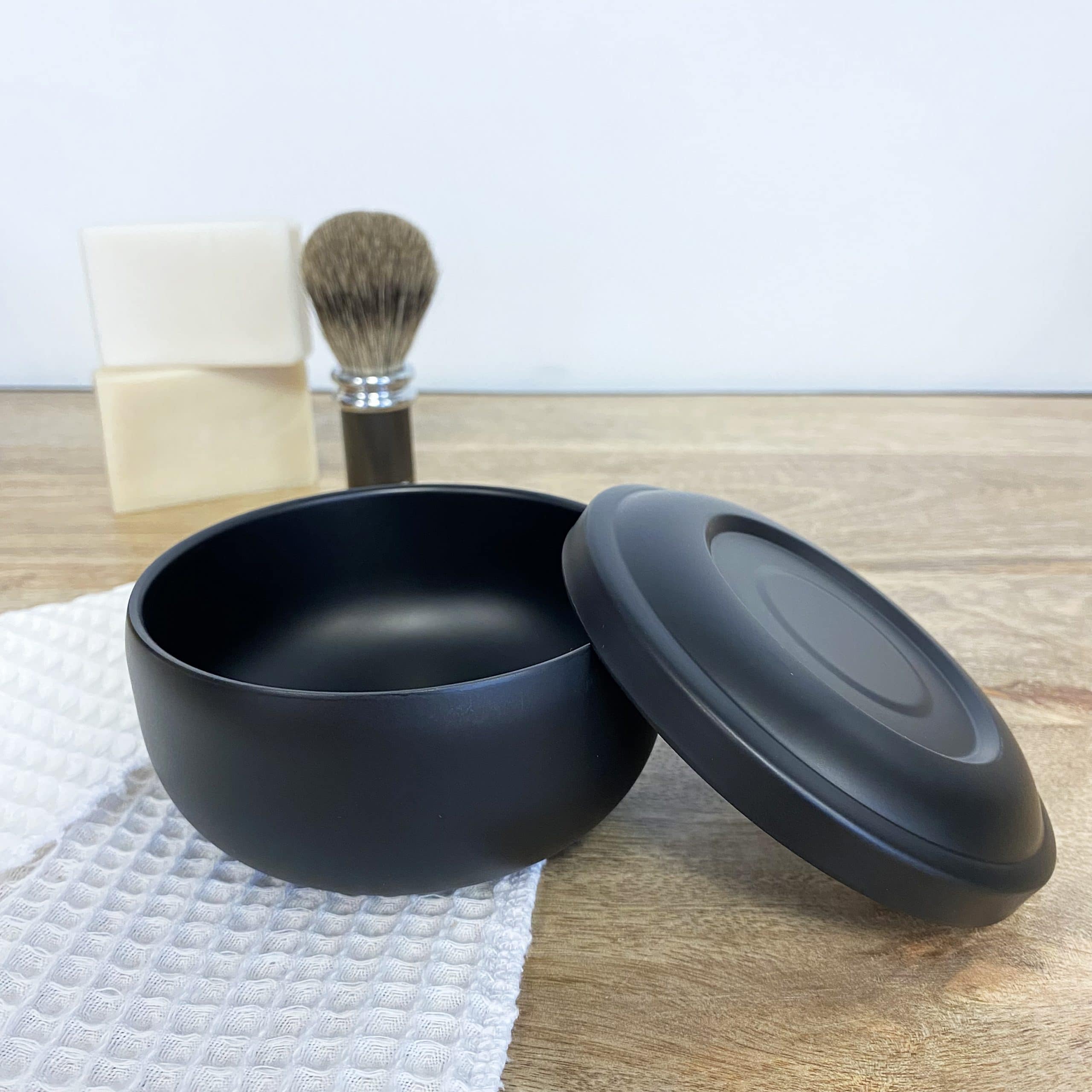 Bol de rasage en acier inoxydable noir