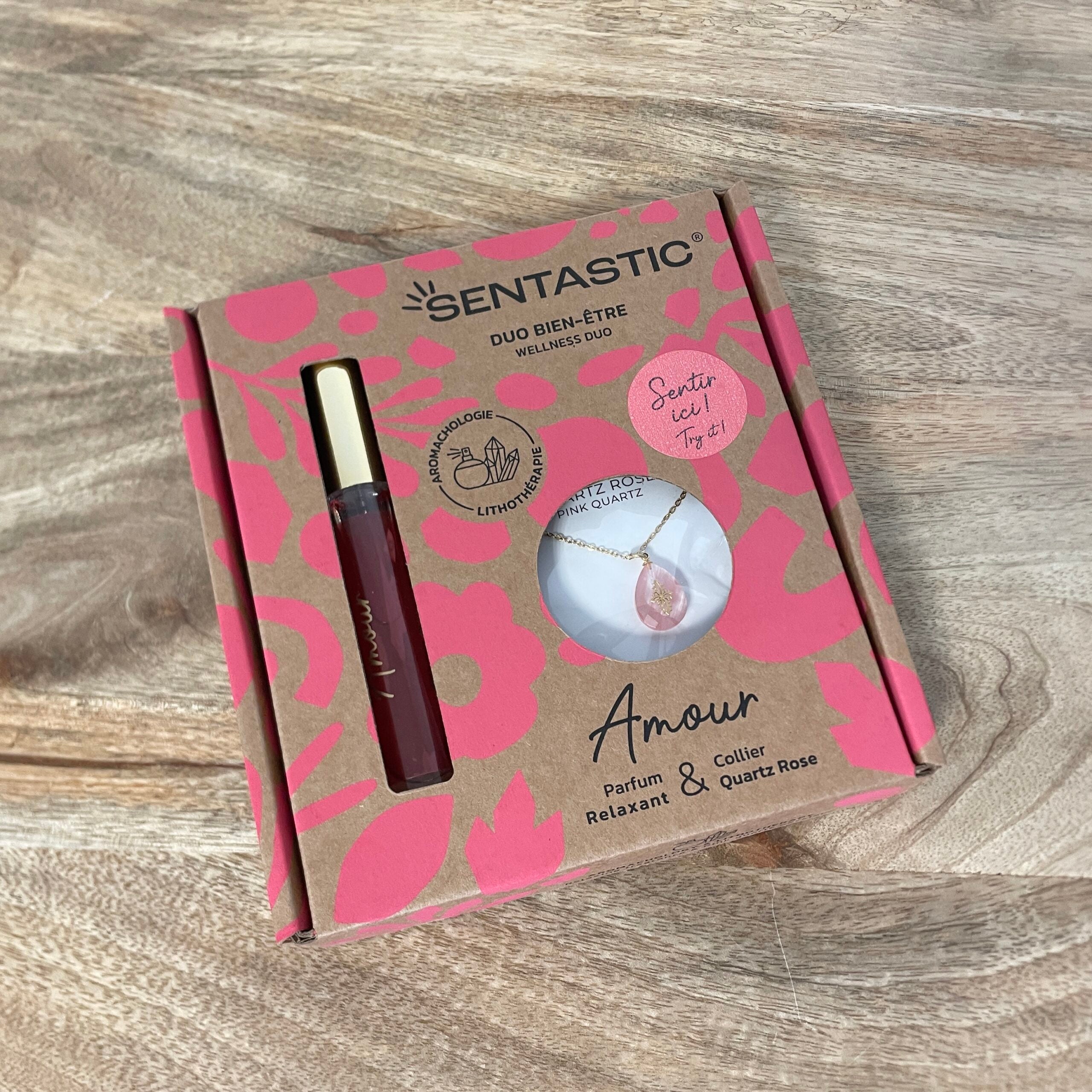 Coffret Amour - Parfum relaxant & collier quartz rose