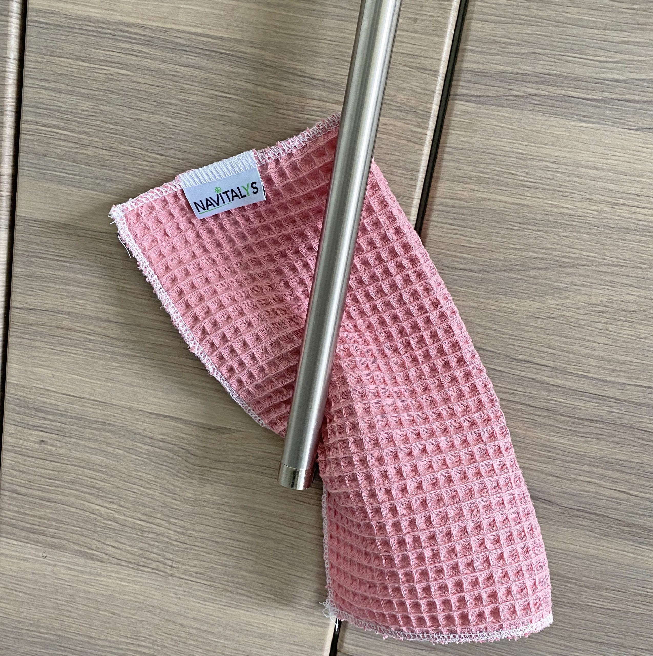 Lot de 3 lavettes en coton biologique OEKO-TEX® nid d'abeille ROSES