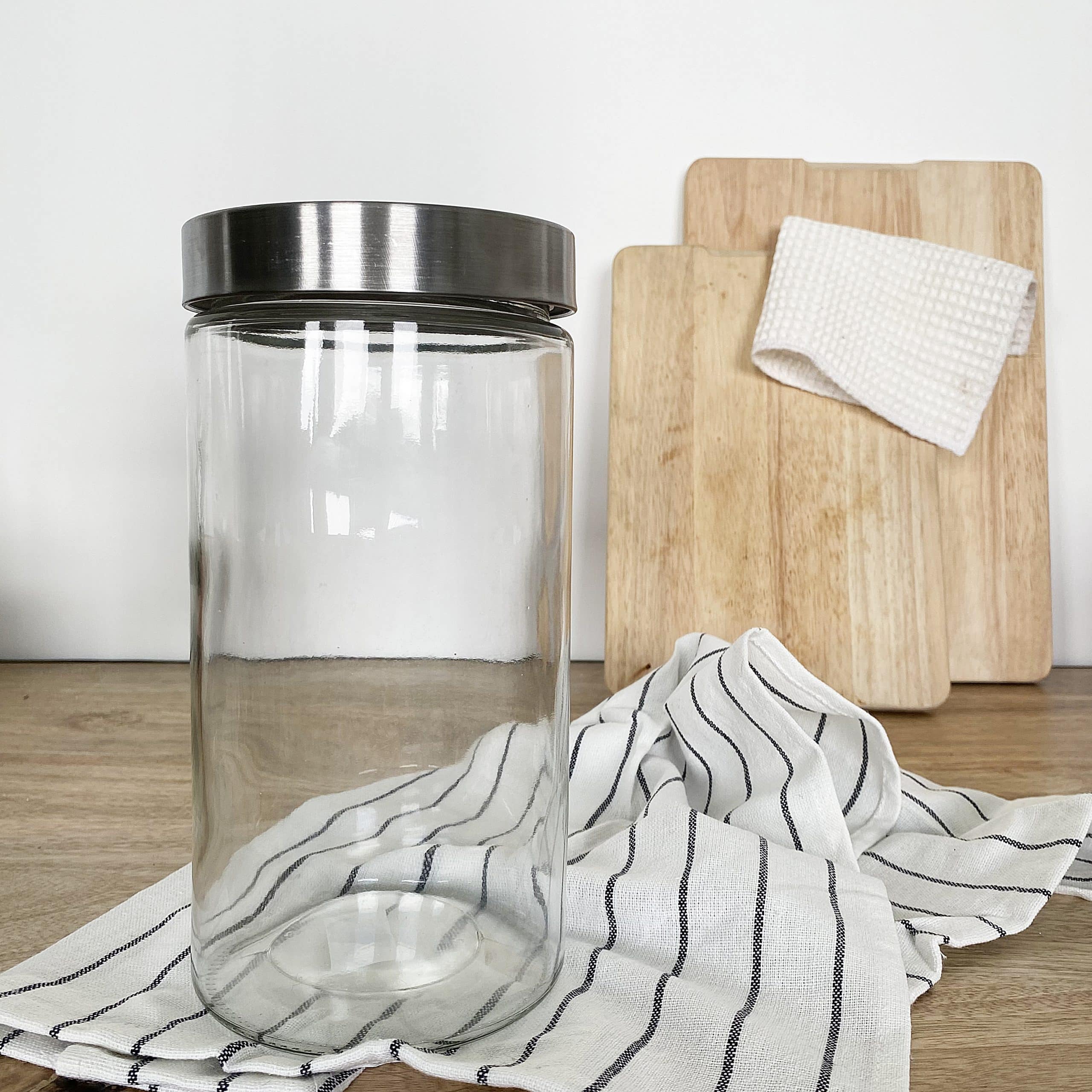 Bocaux en verre avec bouchon acier inoxydable gris