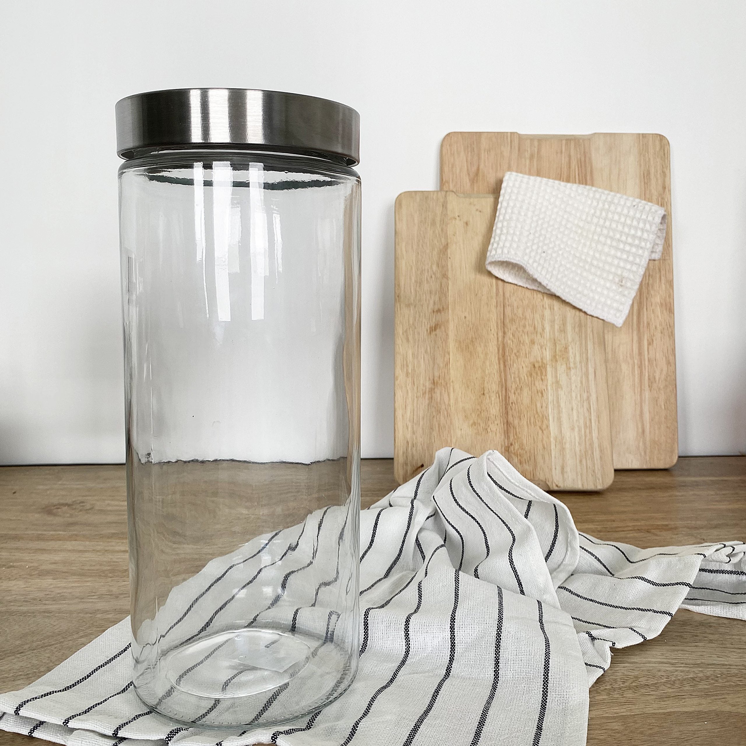 Bocaux en verre avec bouchon acier inoxydable gris