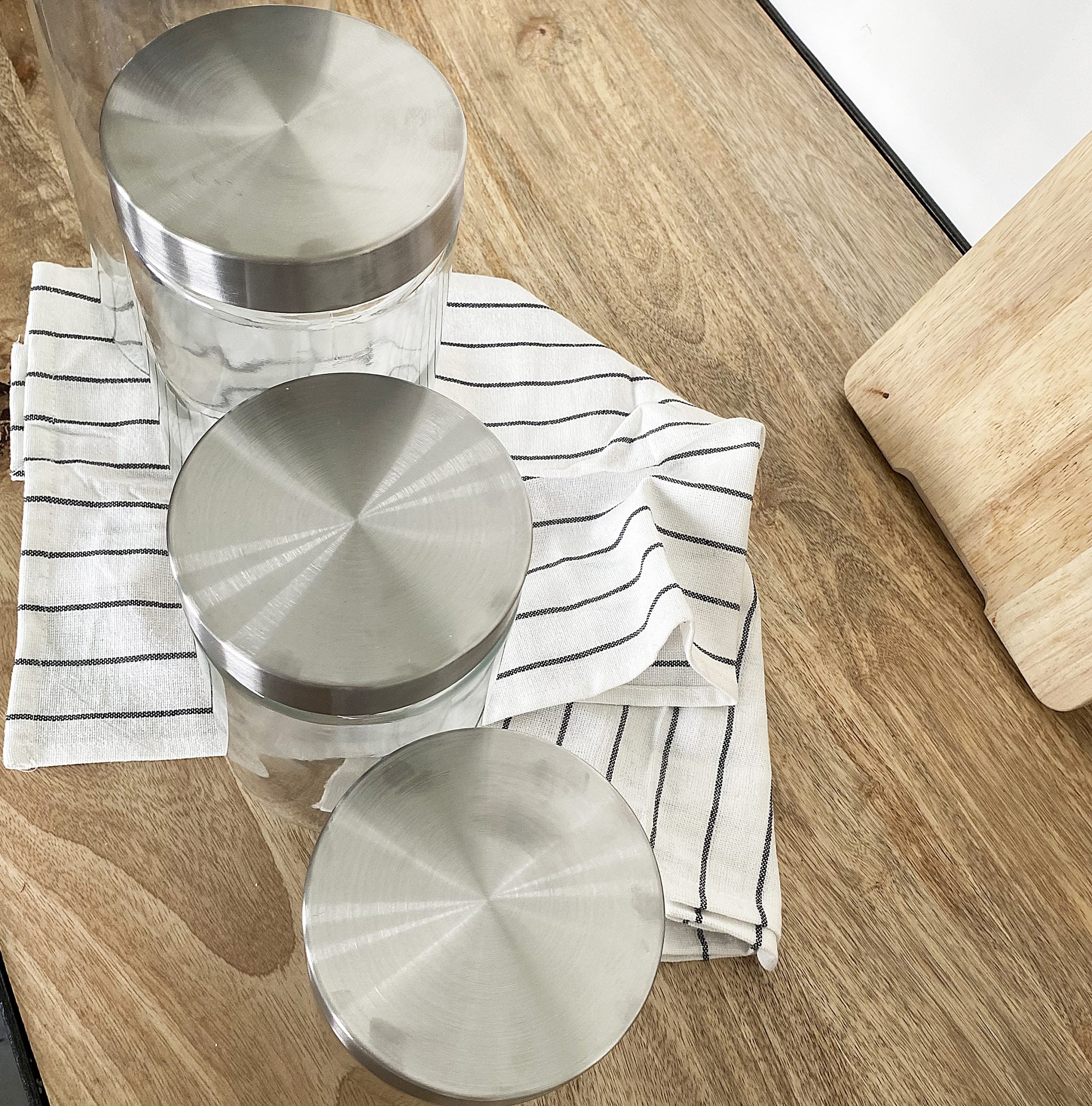 Bocaux en verre avec bouchon acier inoxydable gris