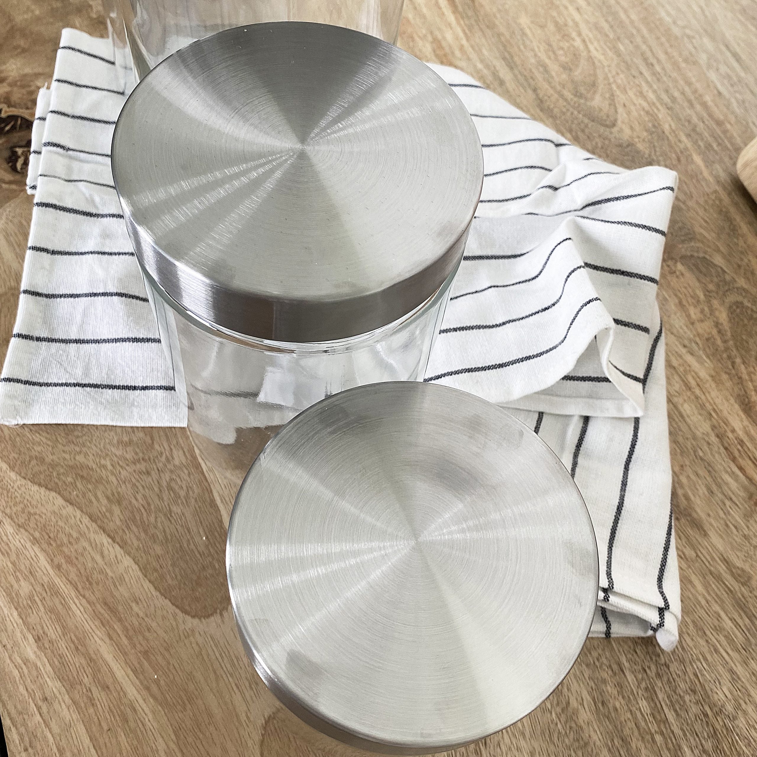 Bocaux en verre avec bouchon acier inoxydable gris