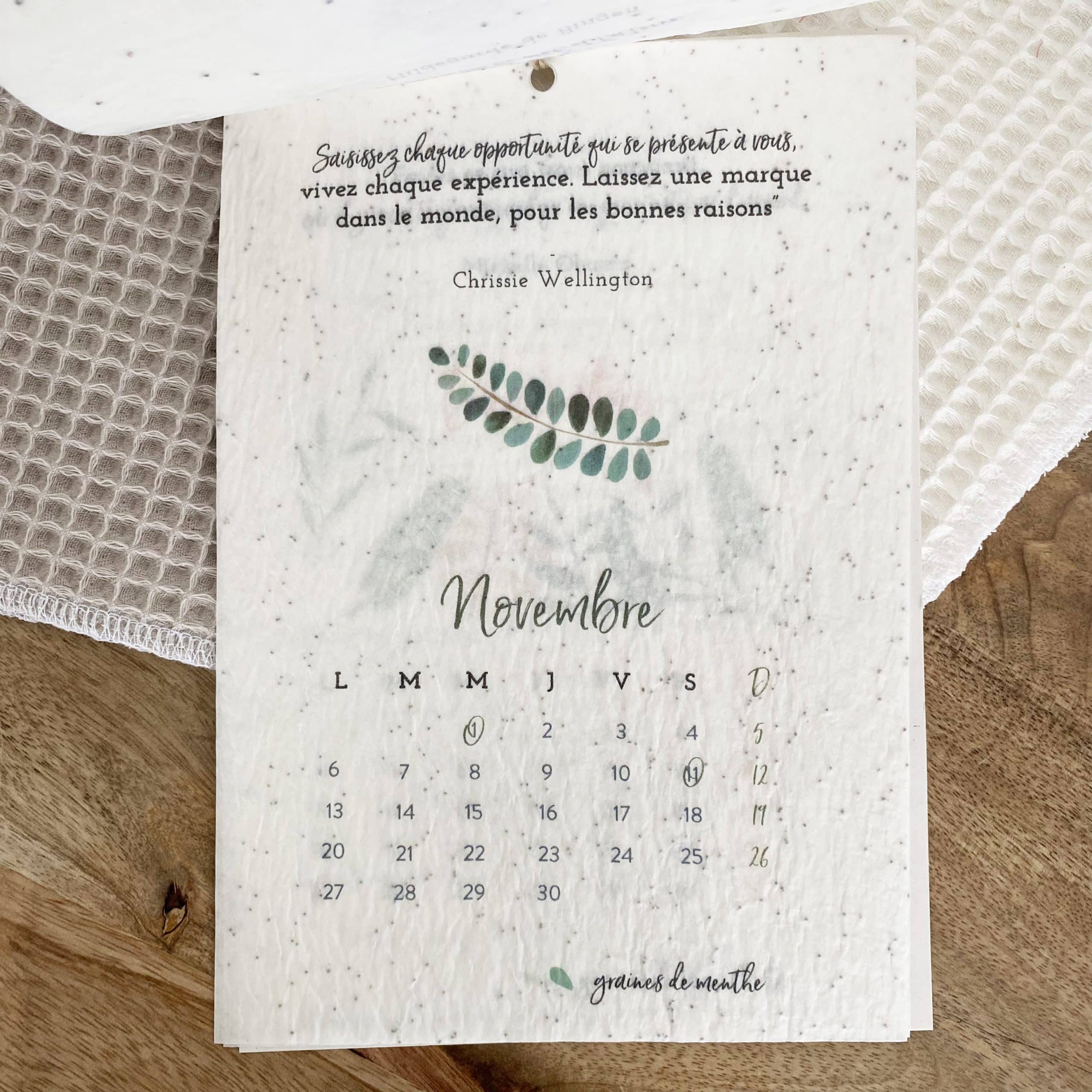 Calendrier ensemencé à planter 2024 Jardin - Format A5
