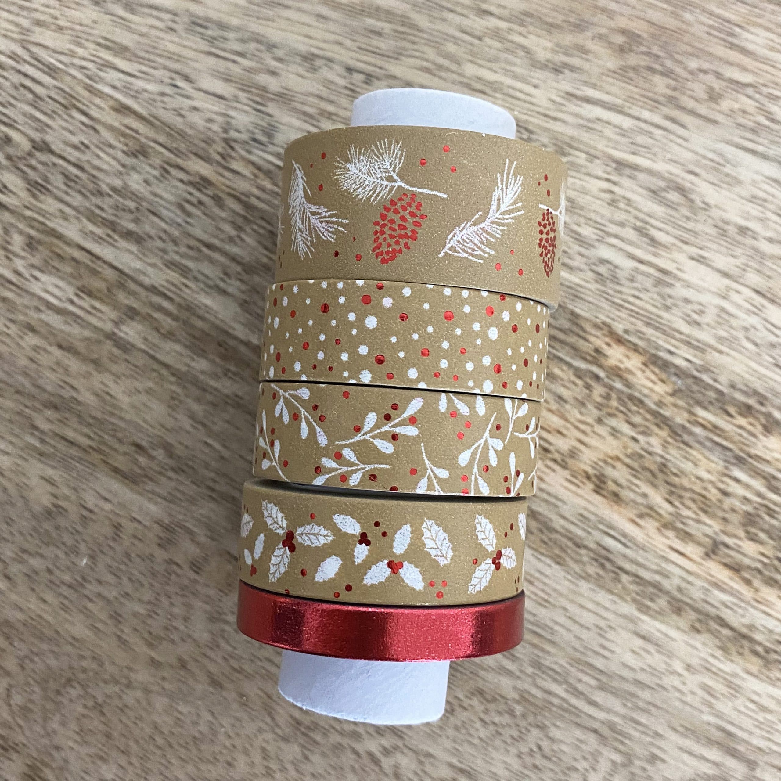 Ruban adhésif décoratif de Noël - Rouge / Blanc