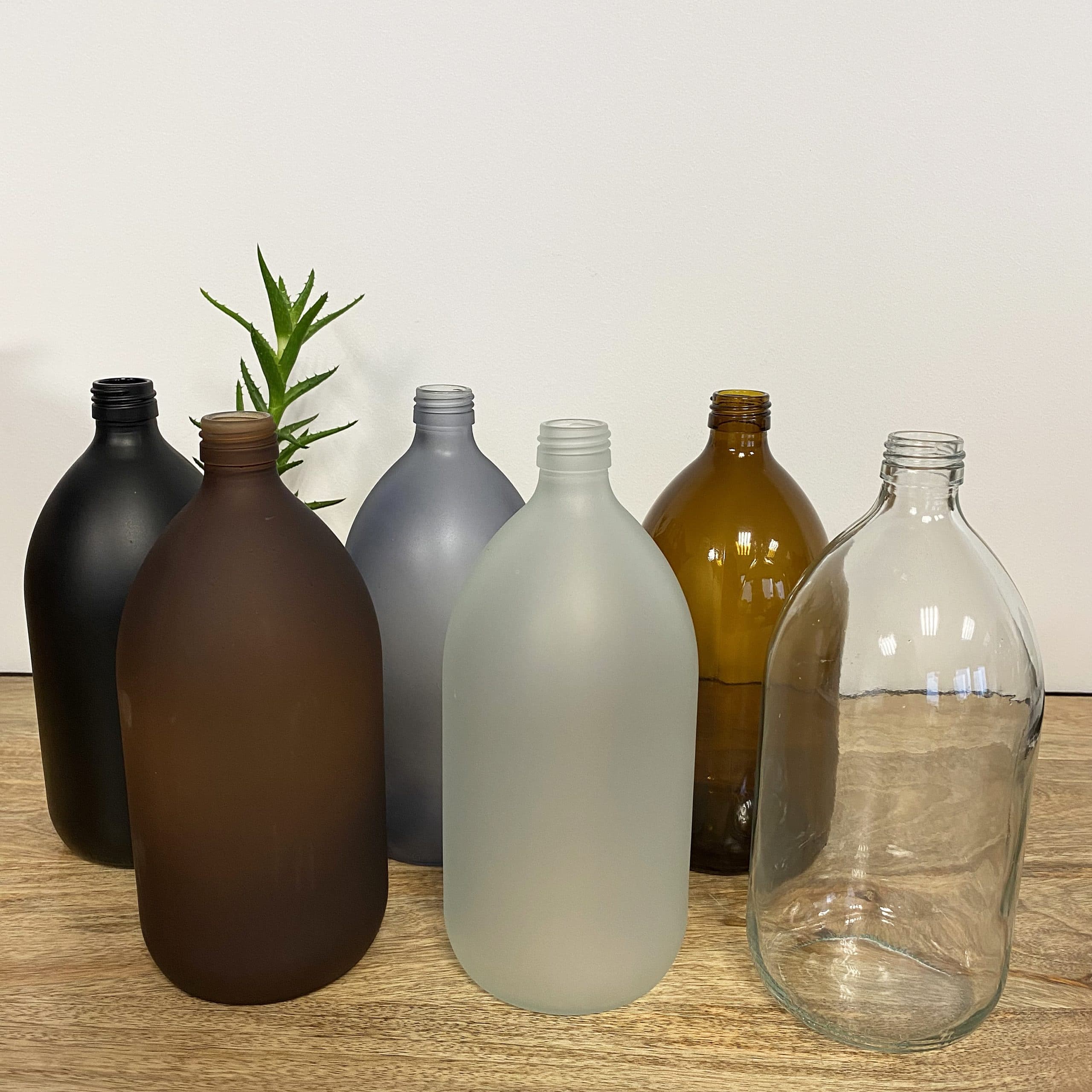 Flacon en verre d'1 L - 6 coloris au choix